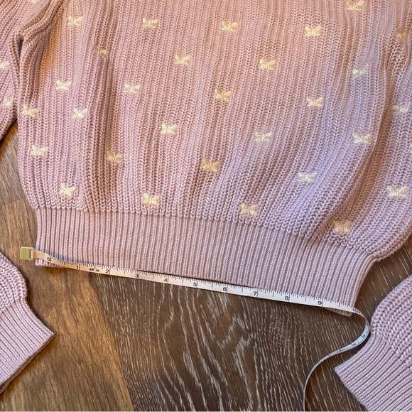 Liz Lisa Cropped Cold Shoulder Butterfly Lilac Sweater - Picture 2 of 7